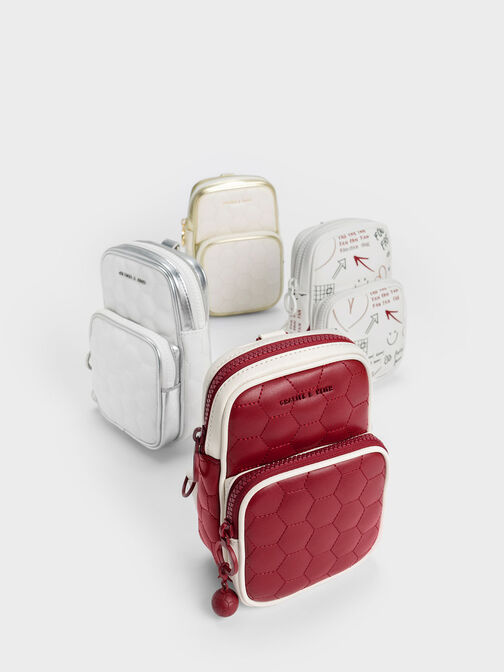 Graffiti Print Elongated Crossbody Bag, Multi, hi-res