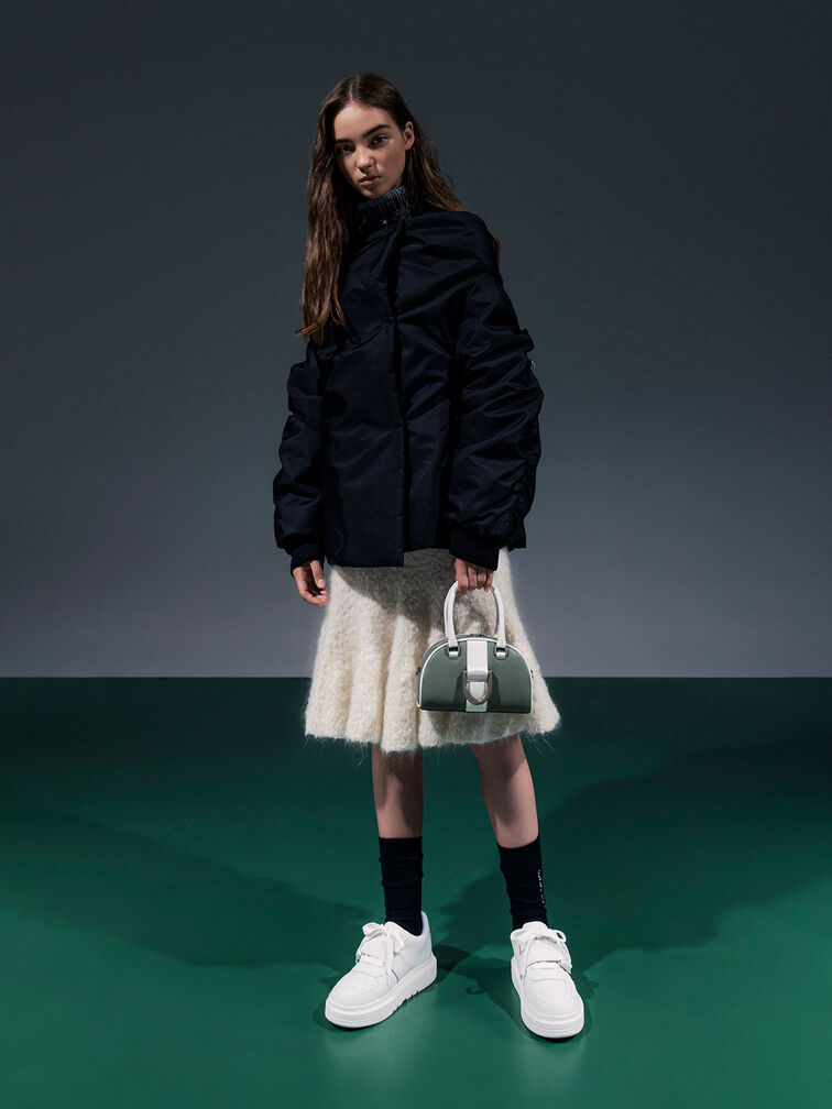 Gabine Leather Low-Top Sneakers, White, hi-res