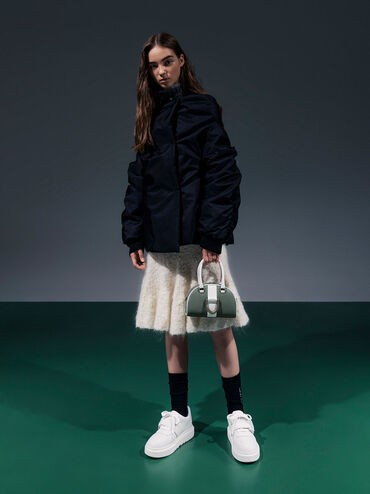 Gabine Leather Low-Top Sneakers, White, hi-res
