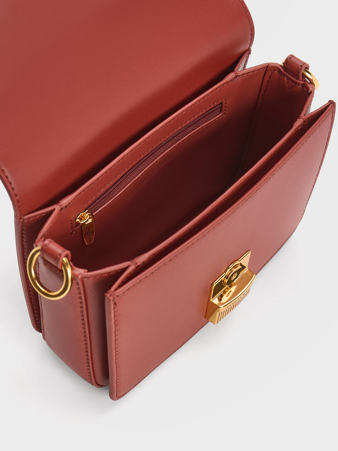 Kalinda Metallic Accent Boxy Bag, Brick, hi-res