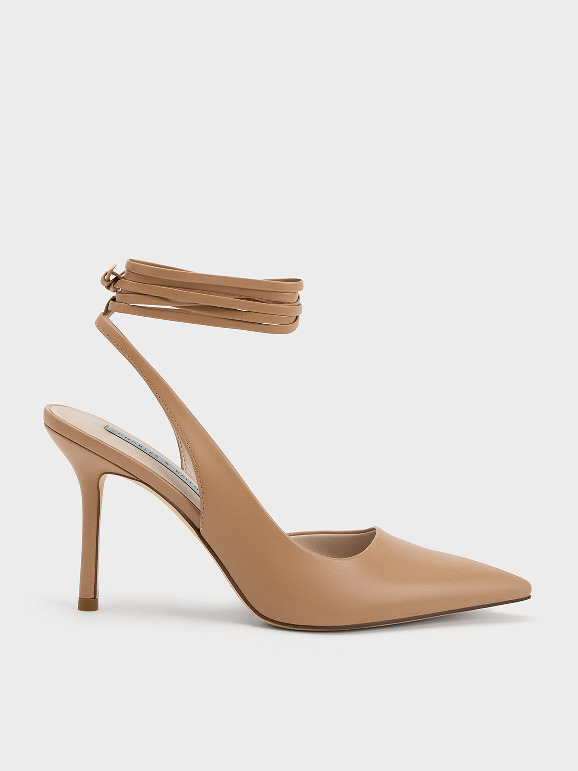 Tie-Around Slingback Pumps, Sand, hi-res