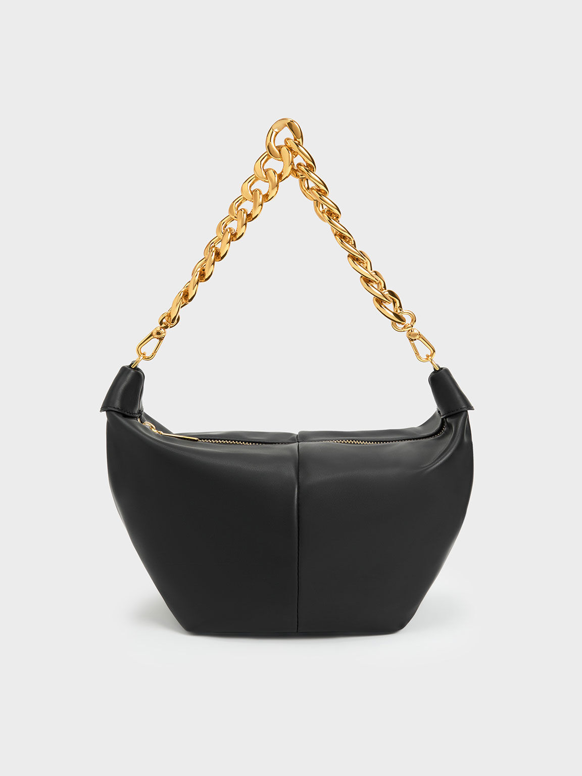 Daki Chain Handle Hobo Bag, Black, hi-res