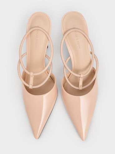 Patent T-Strap Pointed-Toe Pumps, Blush, hi-res