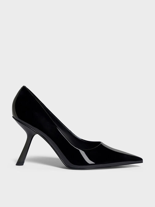 حذاء بكعب مائل وحاصل على براءة اختراع ومقدمة مدببة, Black Patent, hi-res