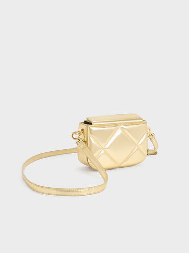 Mini Danika Chunky Chain Padded Bag, Gold, hi-res