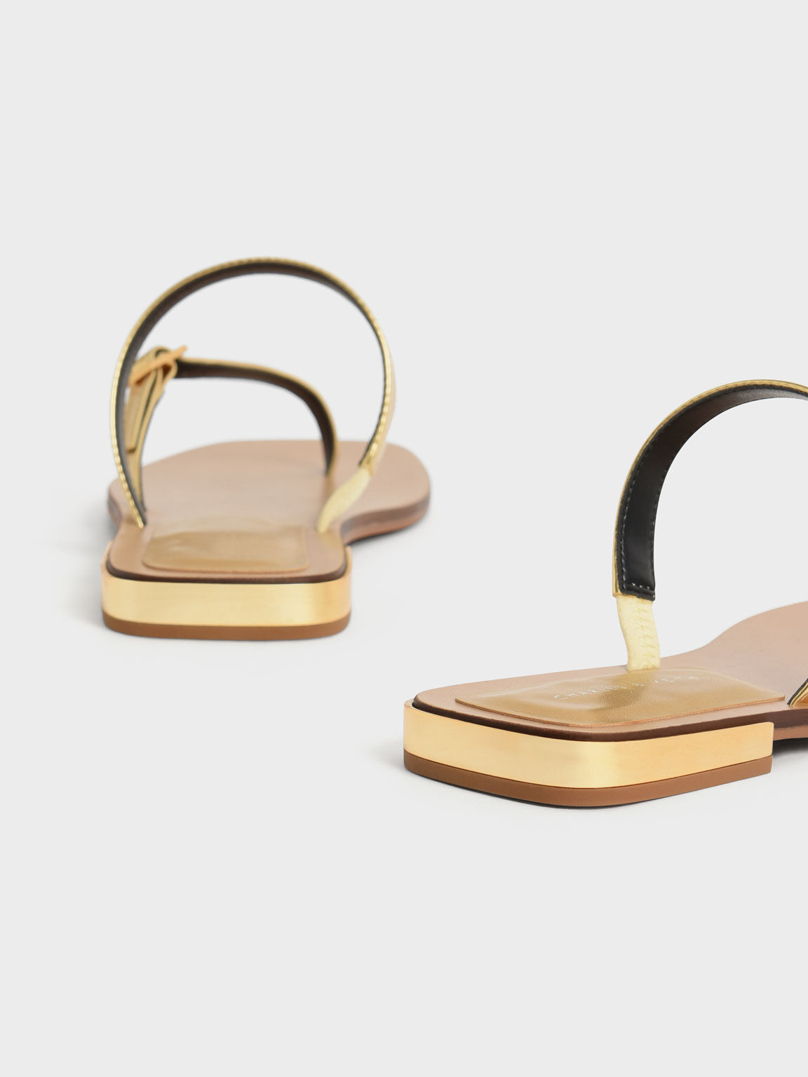 Snake-Print Asymmetric Strap Thong Sandals, Gold, hi-res