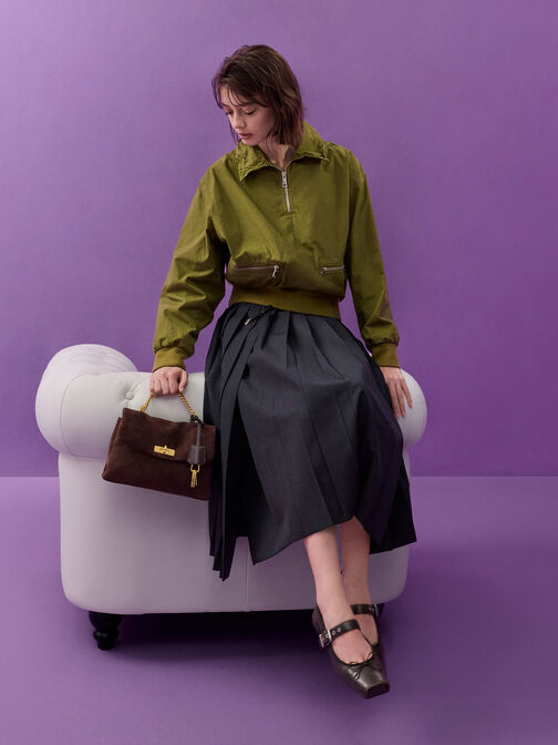 Kerry Recycled Suede Chain-Handle Crossbody Bag, Espresso Brown, hi-res