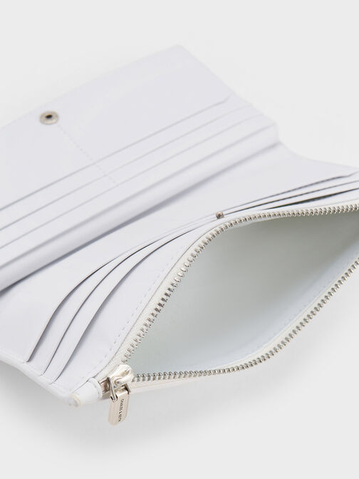 Danika Quilted Long Wallet, White, hi-res