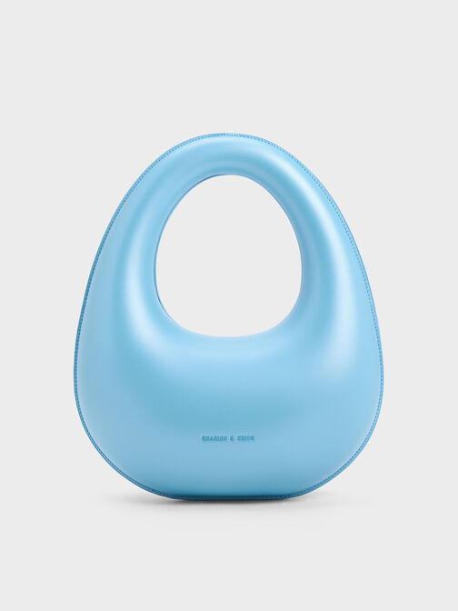 Sculptural Top Handle Moon Bag, Blue, hi-res