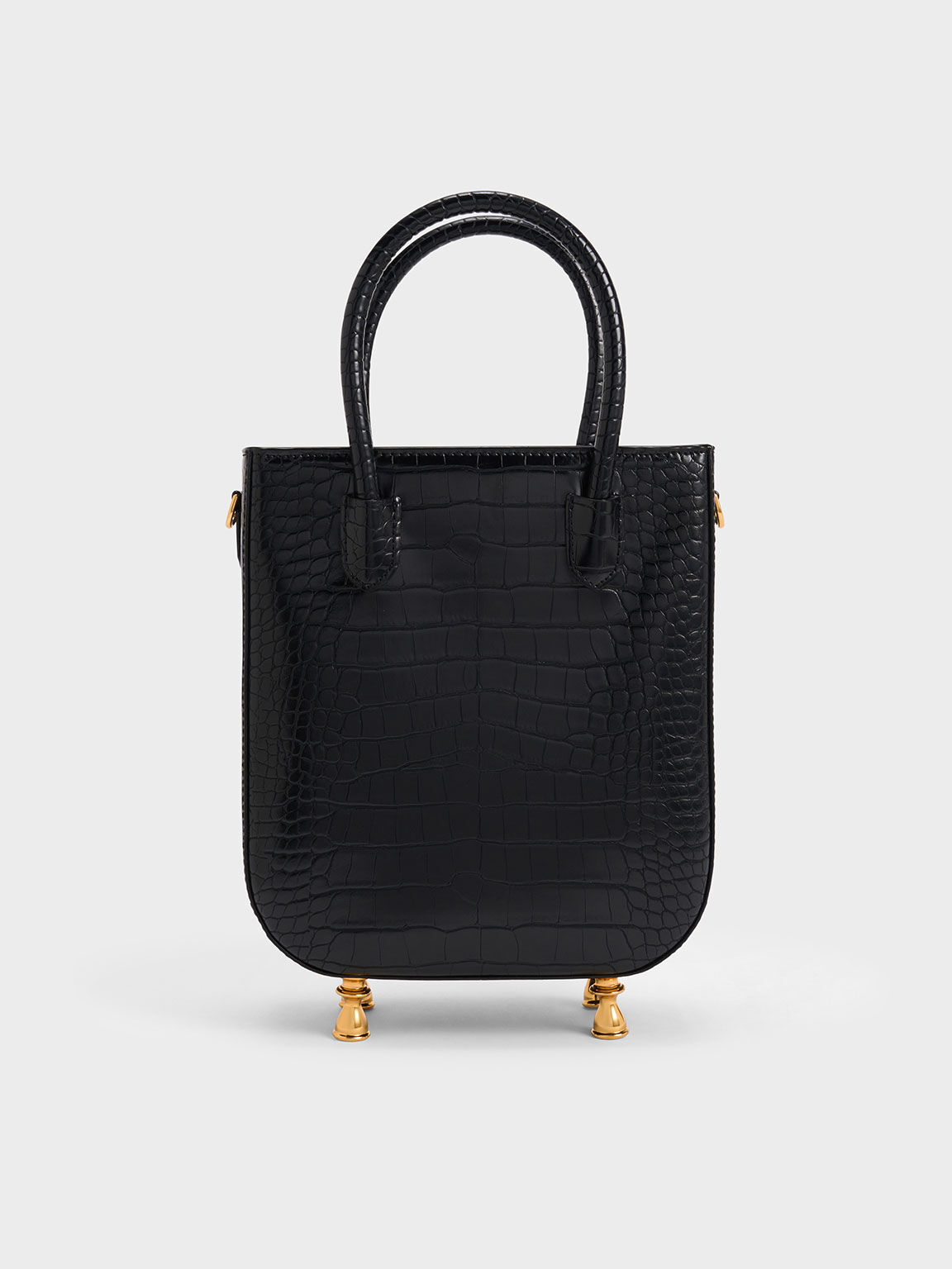 Black Meriah Croc Embossed Tote Bag CHARLES KEITH SA