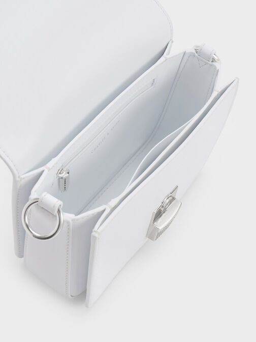 Kalinda Metallic Accent Boxy Bag, White, hi-res