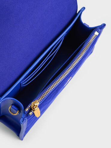 حقيبة "روزا" بتصميم ترابيز مبطن ووشاح, Cobalt, hi-res