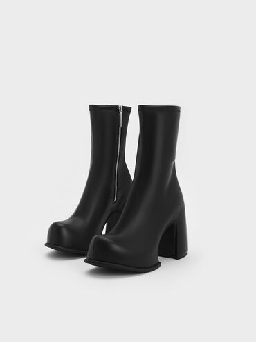 Pixie Platform Ankle Boots, Black, hi-res