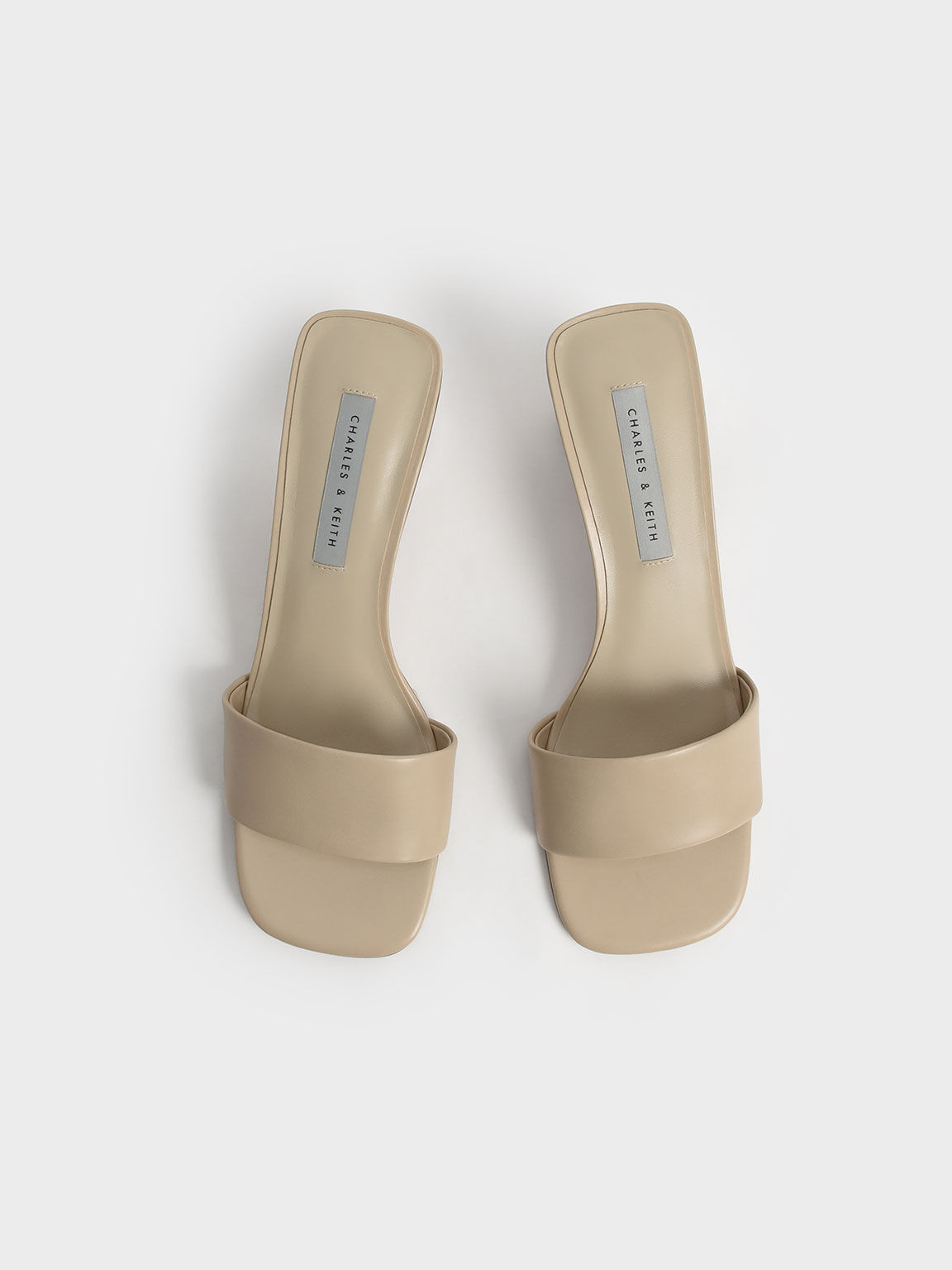 Cylindrical Heel Mules, Beige, hi-res