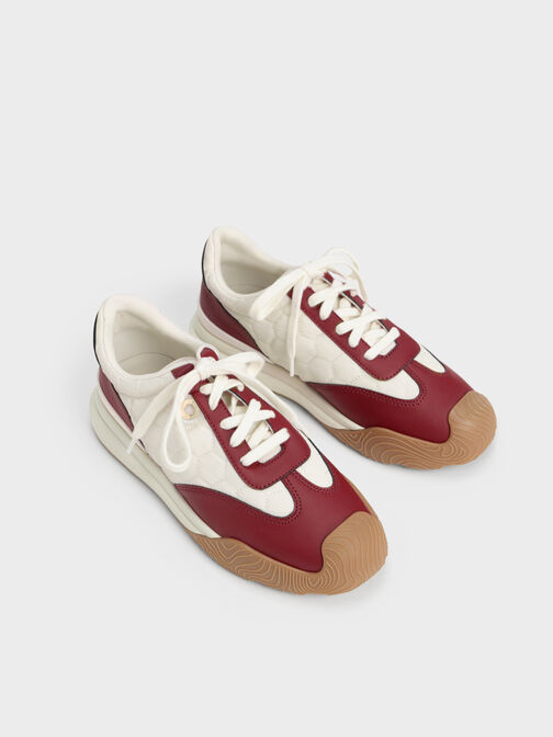 Nylon Low-Top Sneakers, Red, hi-res