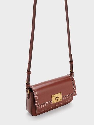 Circe Stitch-Trim Top Handle Bag, Mocha, hi-res