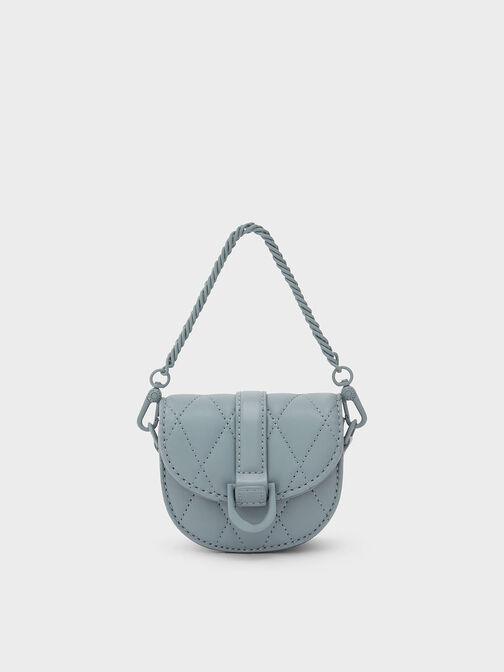 Micro Gabine Quilted Saddle Bag​, Steel Blue, hi-res