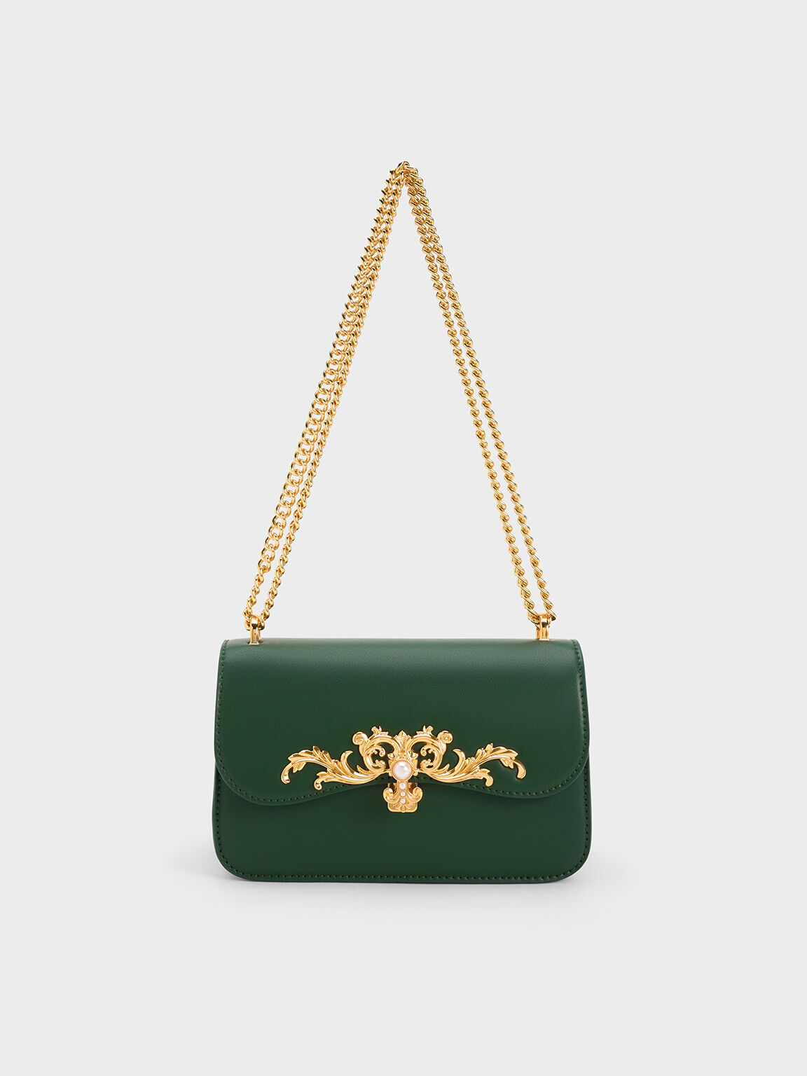 Merial Metallic Accent Crossbody Bag, Dark Green, hi-res