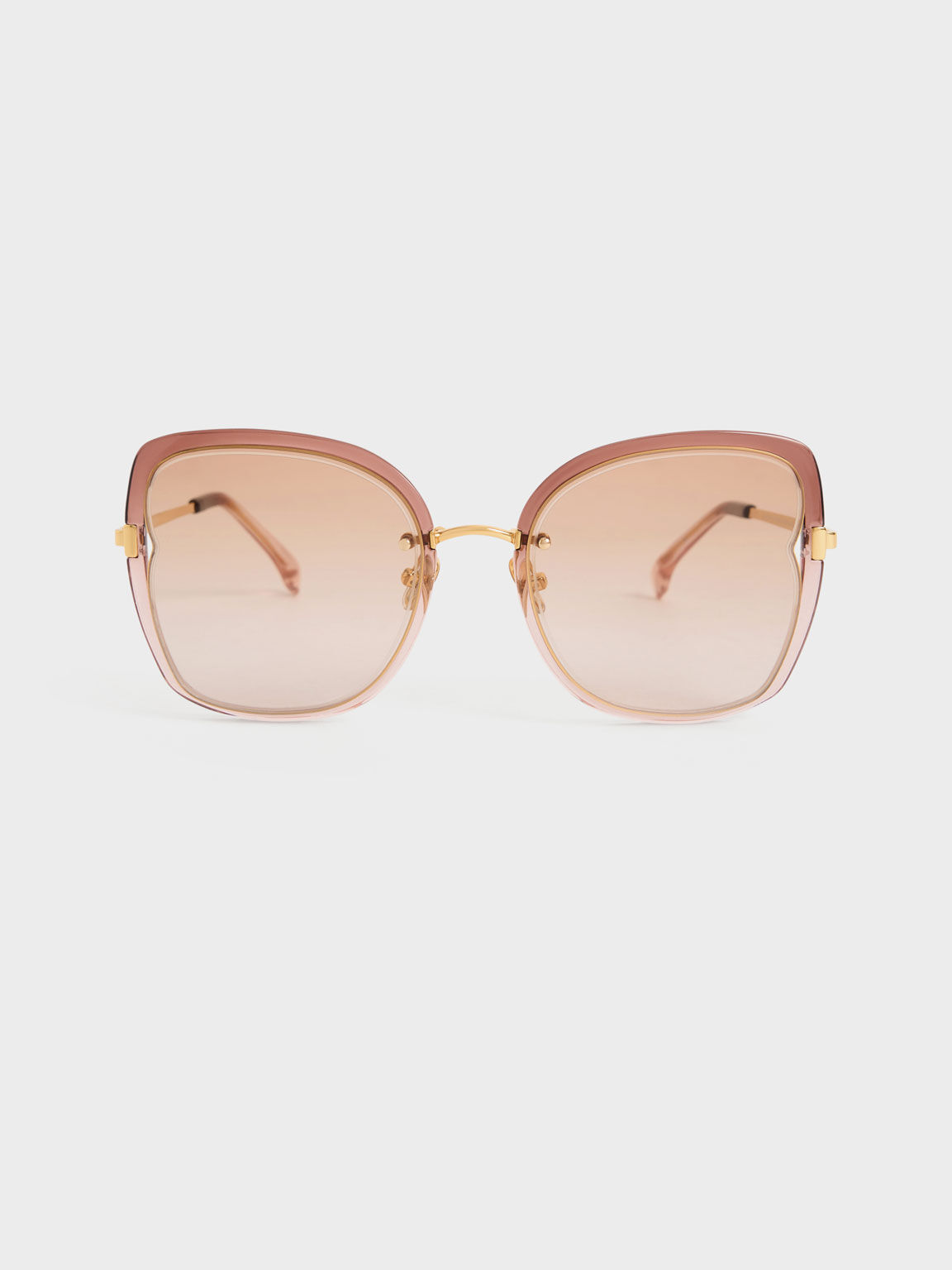 Wire-Frame Butterfly Sunglasses, Brown, hi-res