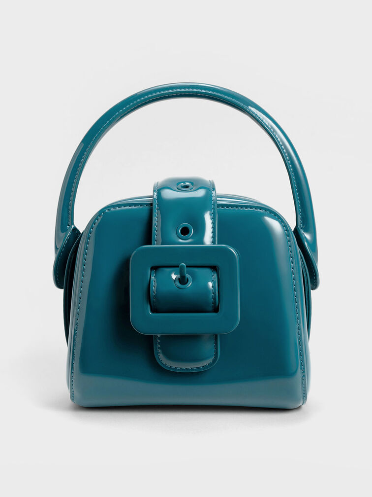 Lula Patent Belted Bag, Turquoise, hi-res
