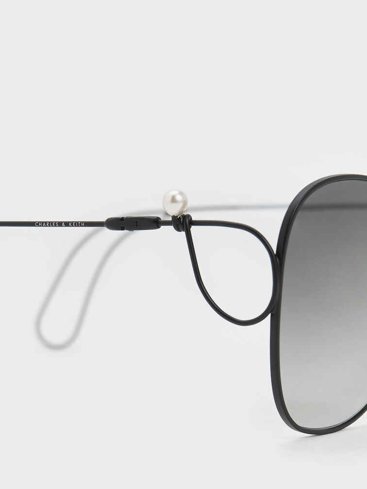 Wire Frame Butterfly Sunglasses, Black, hi-res