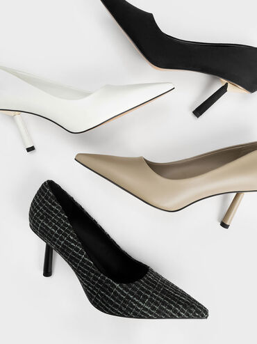 Pointed-Toe Cylindrical Heel Pumps, Chalk, hi-res