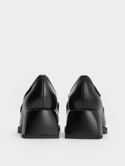 Penny Loafer Trapeze-Heel Pumps, Black Boxed Penny Loafer Trapeze-Heel Pumps, Black Boxed, hi-res