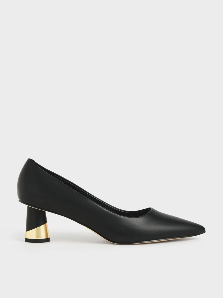 Cammie Metallic Sculptural Heel Pumps, Black, hi-res