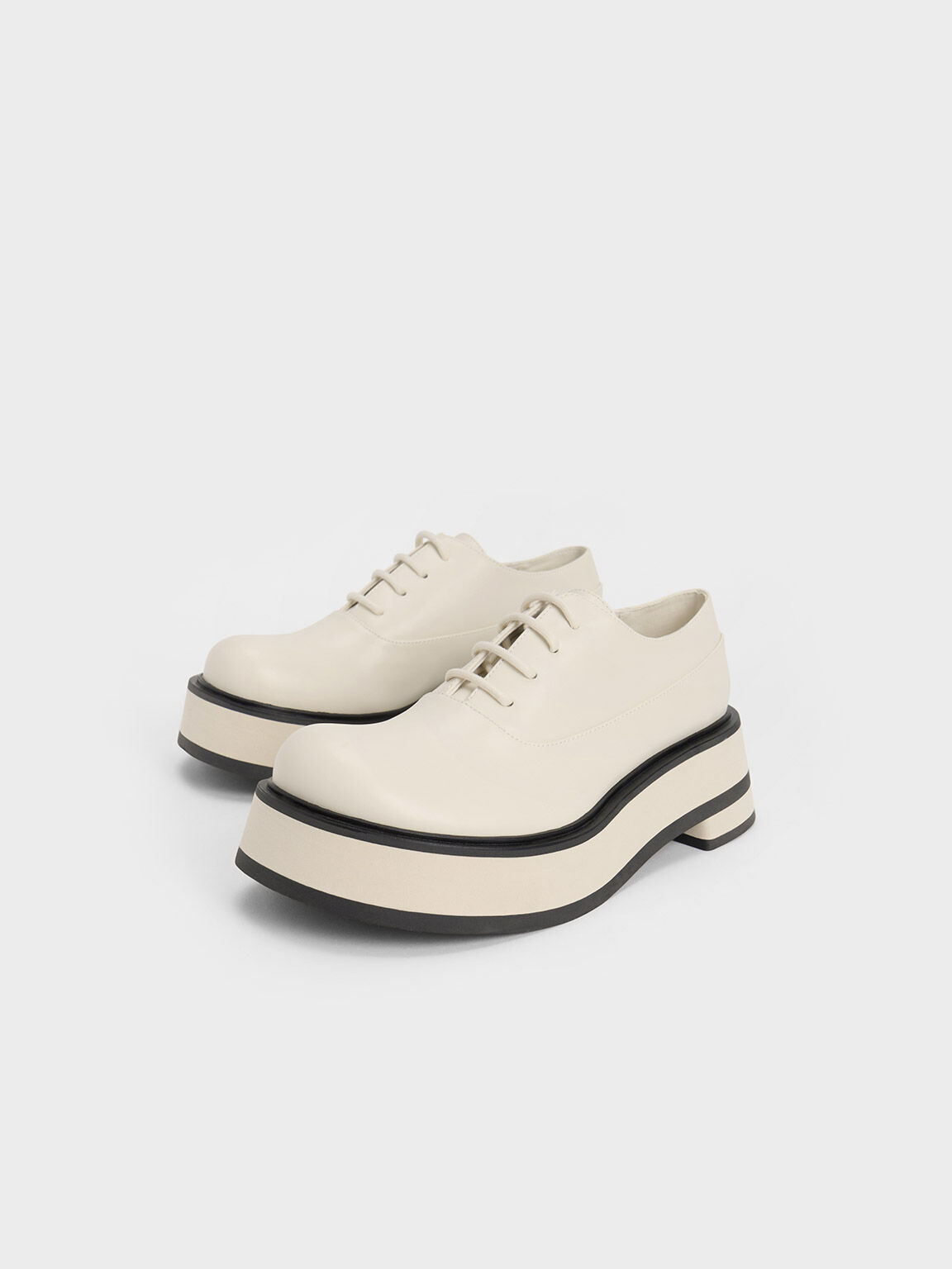 Striped Platform Oxfords, Chalk, hi-res