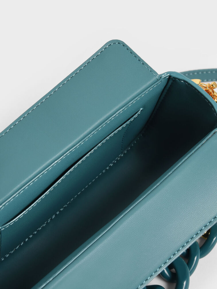 Mini Danika Chunky Chain Padded Bag, Teal, hi-res