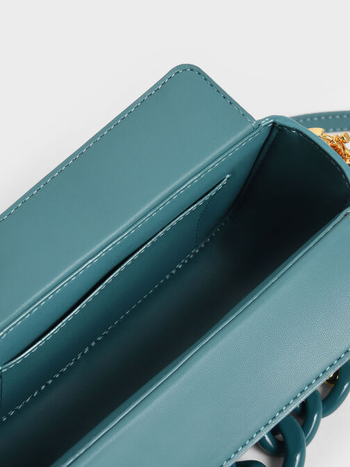 Mini Danika Chunky Chain Padded Bag, Teal, hi-res