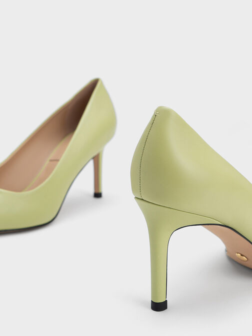 Gabine Leather Tapered Pumps, Green, hi-res