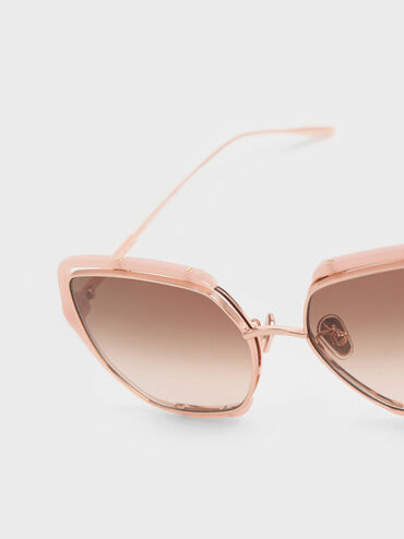 Recycled Acetate Double-Frame Butterfly Sunglasses, Pink, hi-res