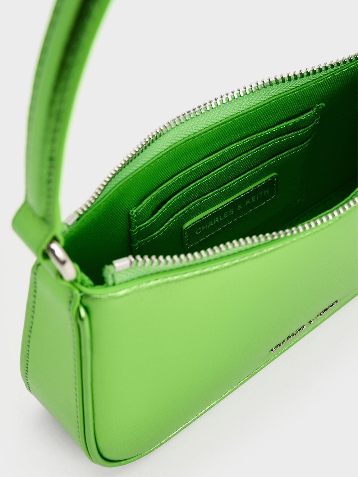 Dark Green Aurelia Metallic-Accent Saddle Bag - CHARLES & KEITH NO