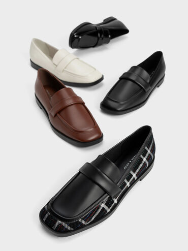 حذاء لوفر مع مقدمة مربعة, أسود, hi-res