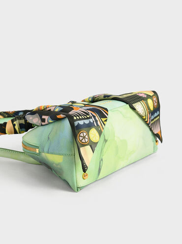 Alcott Scarf-Wrapped Shoulder Bag, Avocado, hi-res