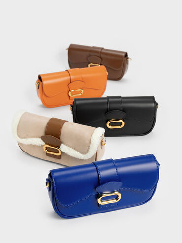 Daki Belted Curved Bag, Chocolate, hi-res