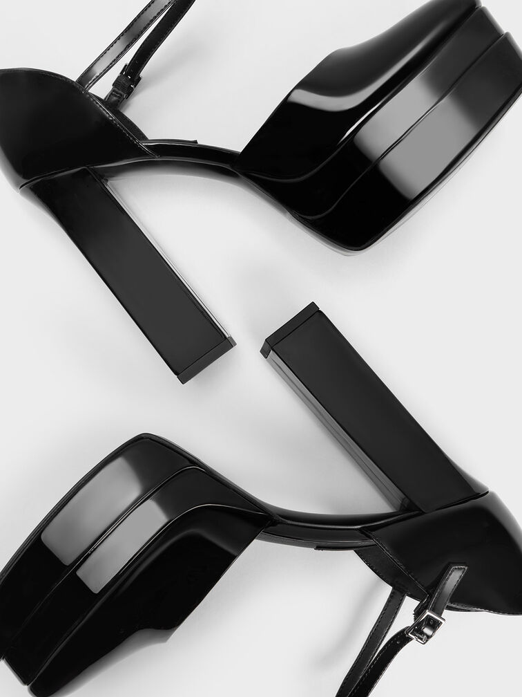 حذاء بامب دورساي بكعب سميك, Black Patent, hi-res