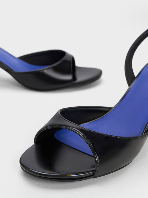 Sculptural Heel Ankle-Strap Pumps, Black, hi-res