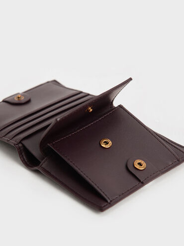 Evelynn Snap Button Mini Wallet, Dark Oak, hi-res