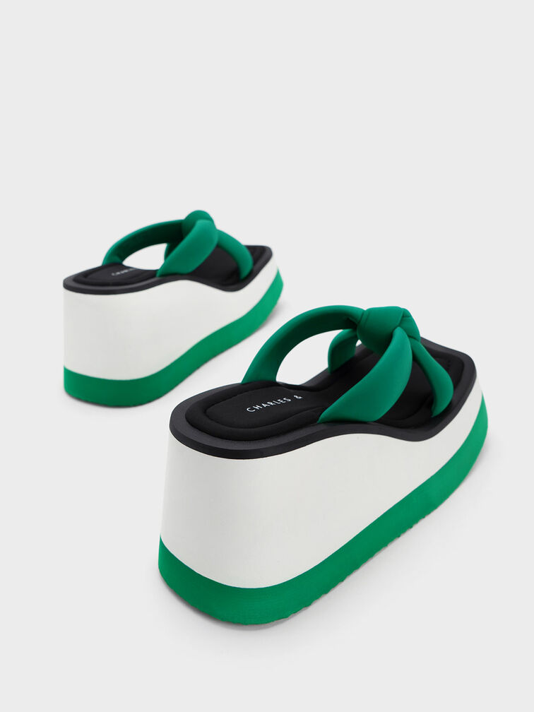 Tana Knotted Crossover Wedges, Green, hi-res