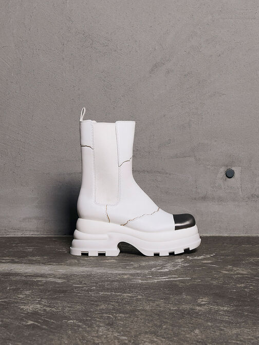 Jules Leather Chelsea Boots, White, hi-res