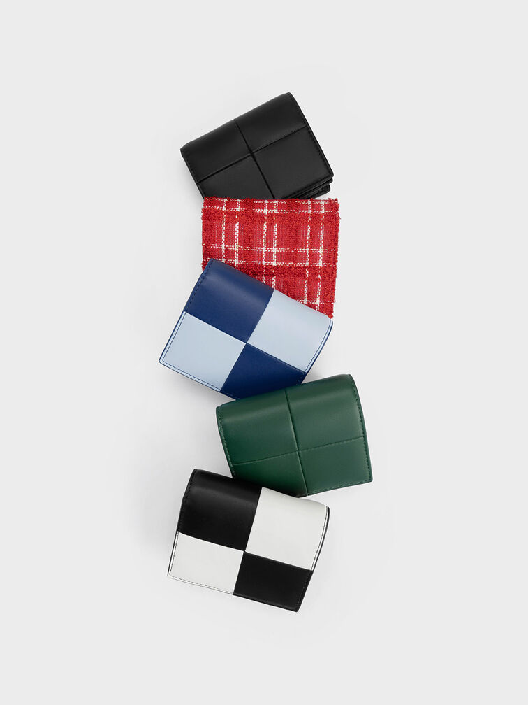 Georgette Tweed Small Wallet, Red, hi-res