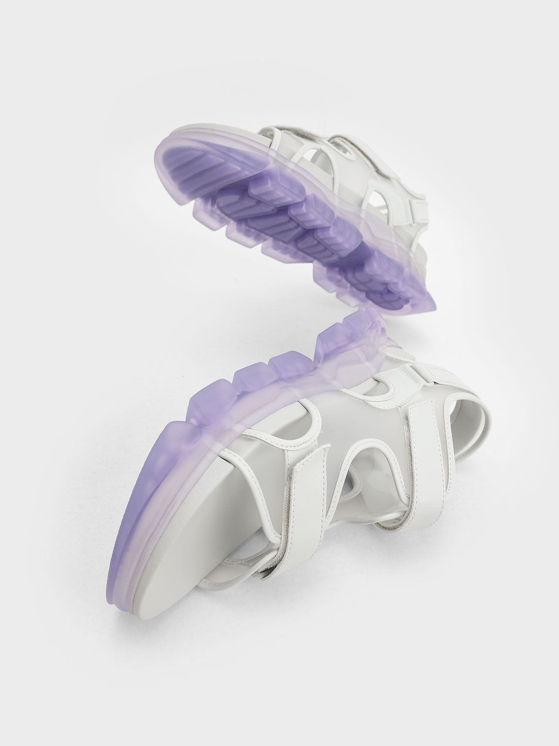 Purple Coloured Translucent Sole Chunky Sport Sandals CHARLES KEITH SA