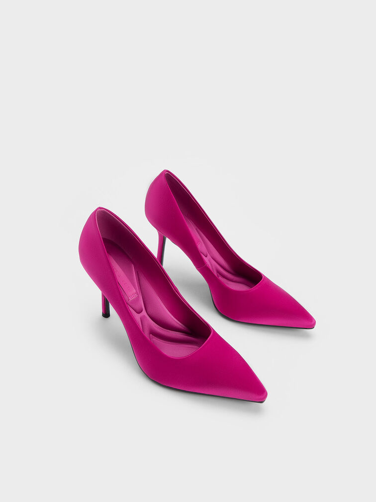 Emmy Recycled Polyester Stiletto Heel Pumps, Fuchsia, hi-res