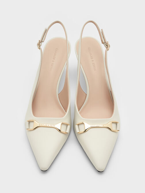 Leslie Metallic-Accent Slingback Pumps, Chalk, hi-res