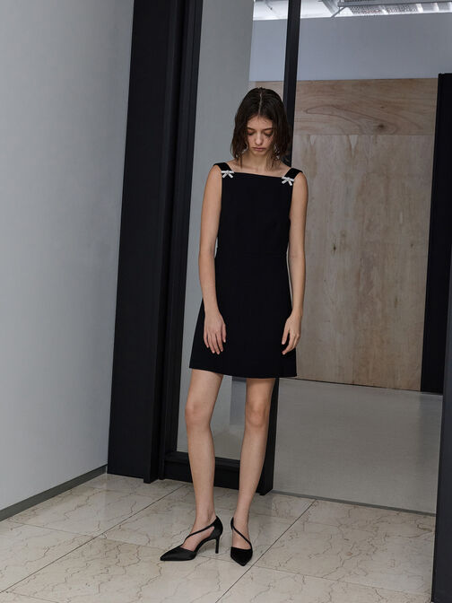 حذاء دورسي ساتان بكعب رفيع, أسود خشن, hi-res