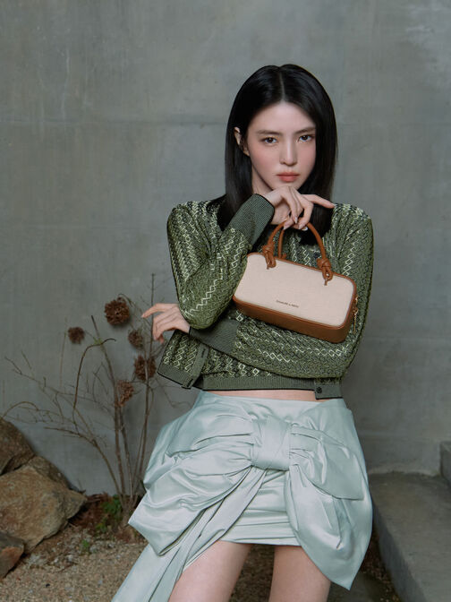 Sammie Canvas Knotted-Handle Elongated Bag, Taupe Canvas, hi-res