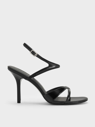 Crossover Stiletto Sandals, Black Boxed, hi-res