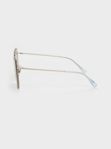 Recycled Acetate Butterfly Sunglasses, Silver, hi-res